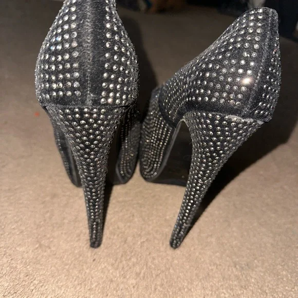 Like new Womens Delicacy silver rhinestone black platform heels! - Picture 5 of 5